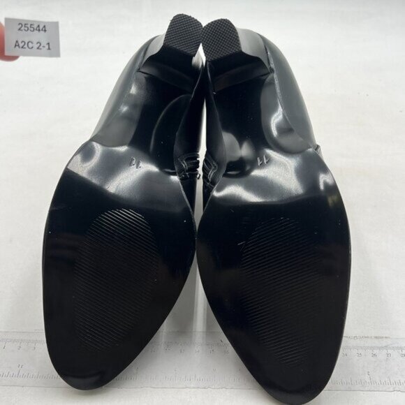 Black Women Chic Chunky Heel Ankle Boots Pointed Toe Side Zipper Prom Party Shoe - Picture 6 of 7